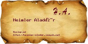 Heimler Aladár névjegykártya